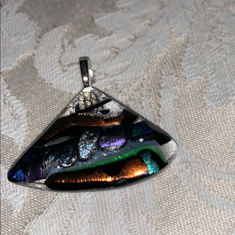 COPY - Dichroic glass necklace, new, multicolored.